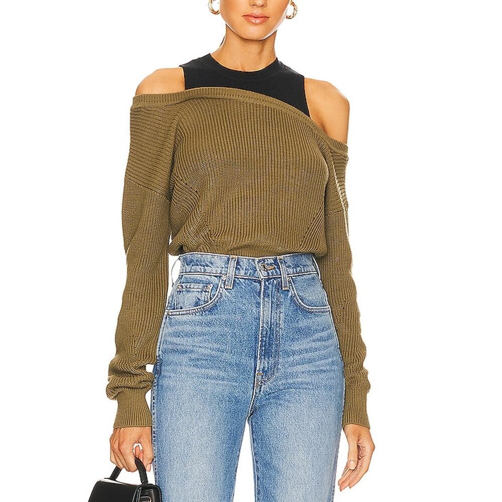 Veronica Beard Off Shoulder Green Prescott Sweater Size S